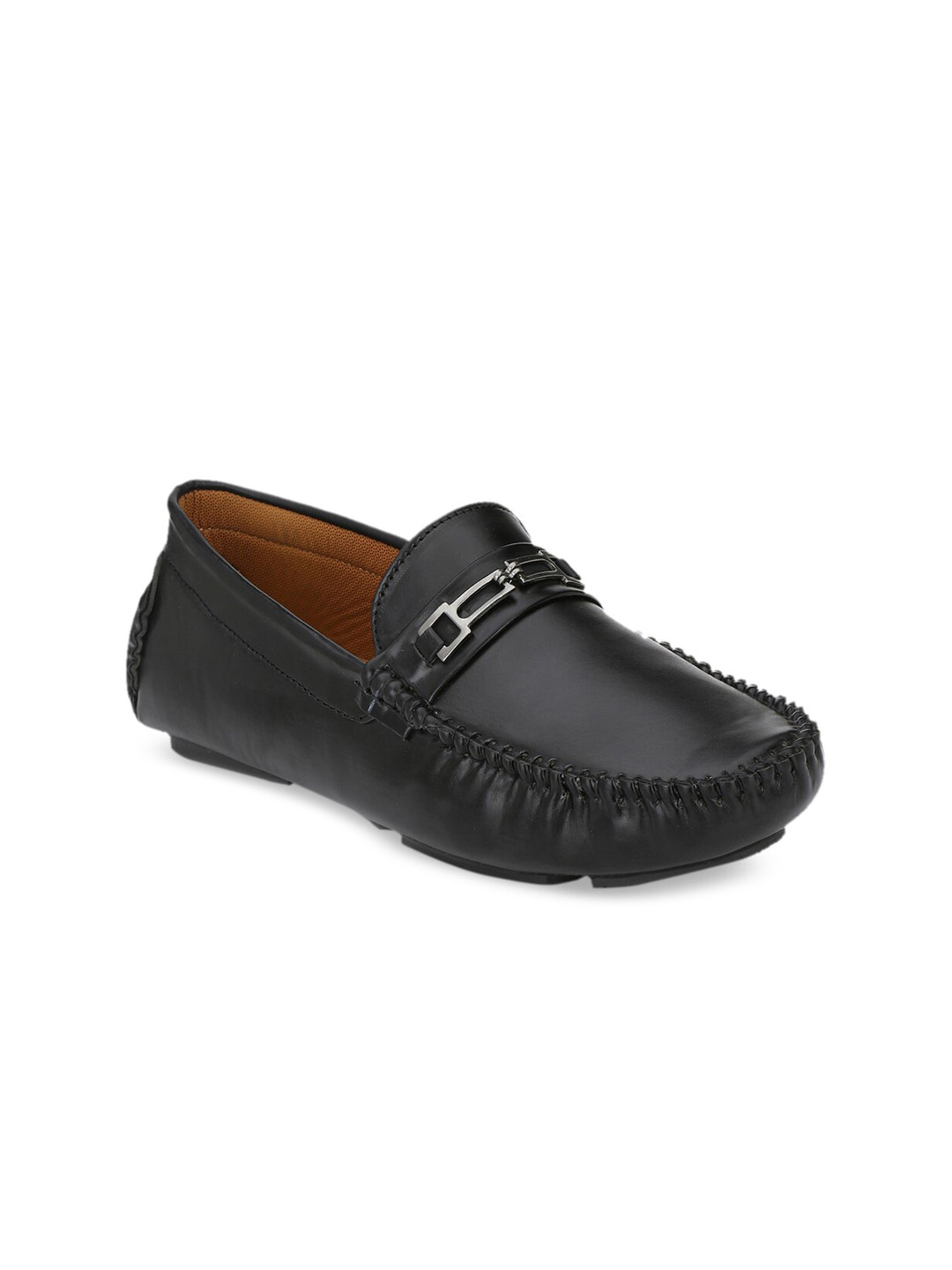 John Karsun Men Black Horsebit Loafers