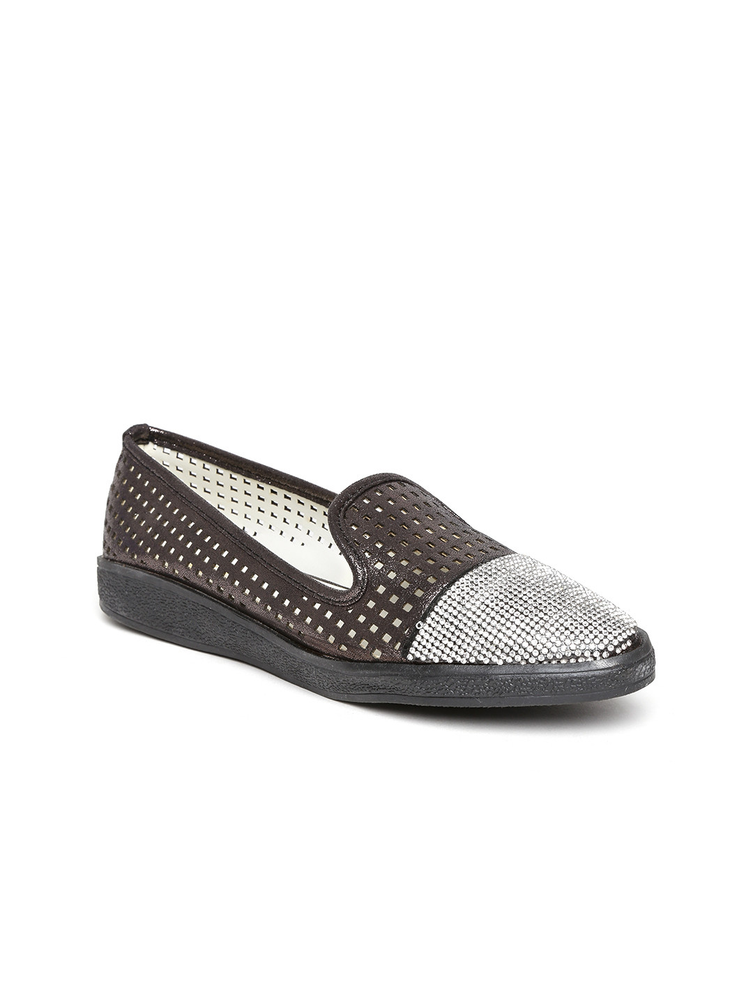 gunmetal shoes for women on Buy Carlton London Women Gunmetal Toned Embellished Flat Shoes Flats For Women 992284 Myntra