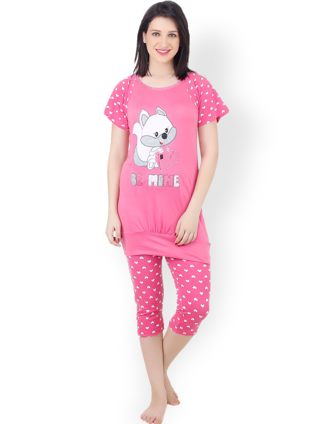 Camey Pink Printed Night Suit NSH30CS_BEMINE