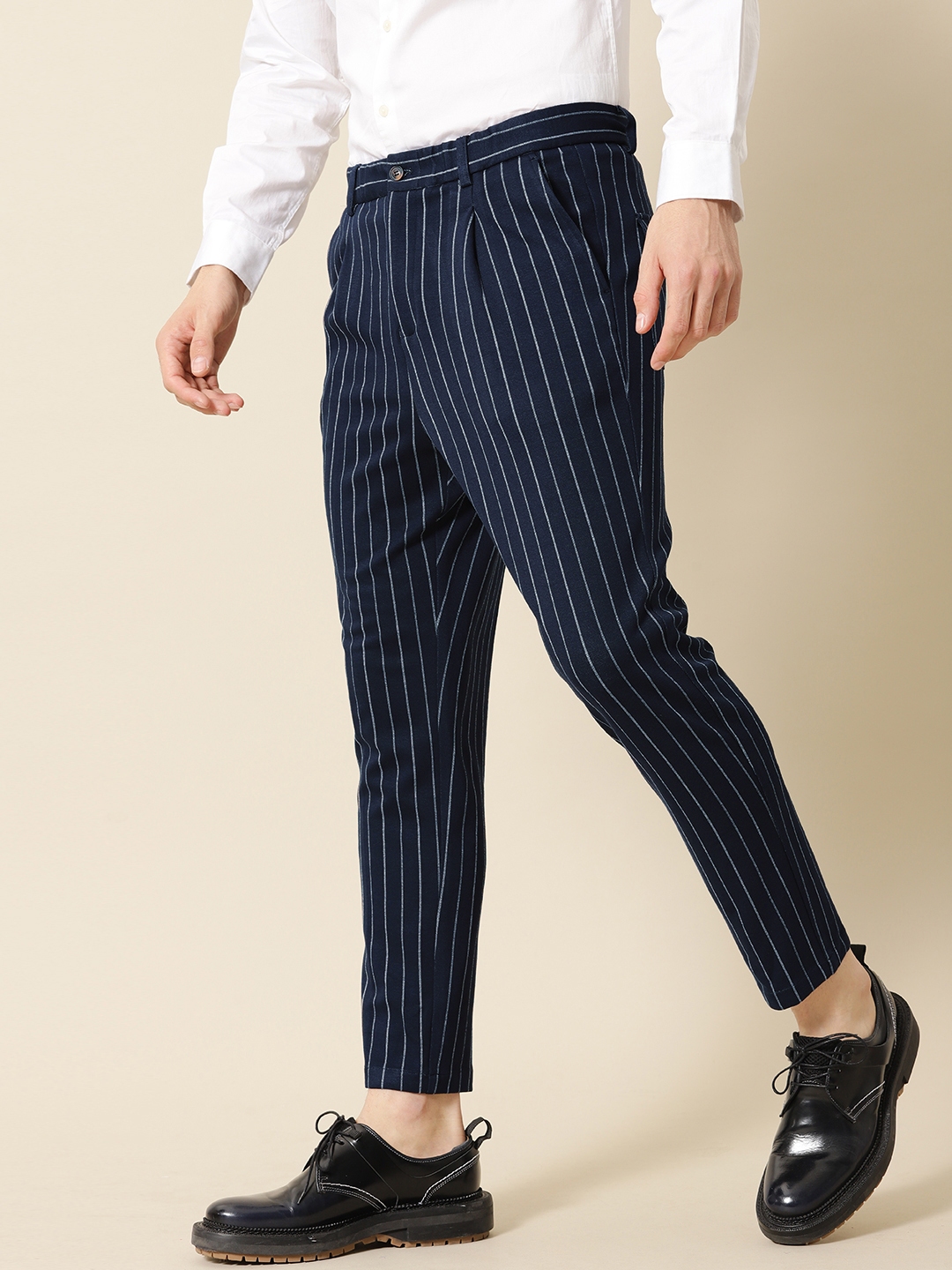 Summerhill Striped Trousers  NaturalNavy  Stripe pants outfit Striped  pants mens Pants outfit men