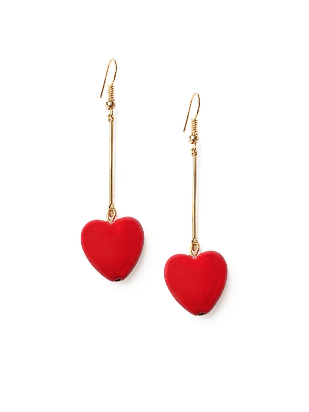 Red Heart Long Drop Earrings  Baubles and Trinkets