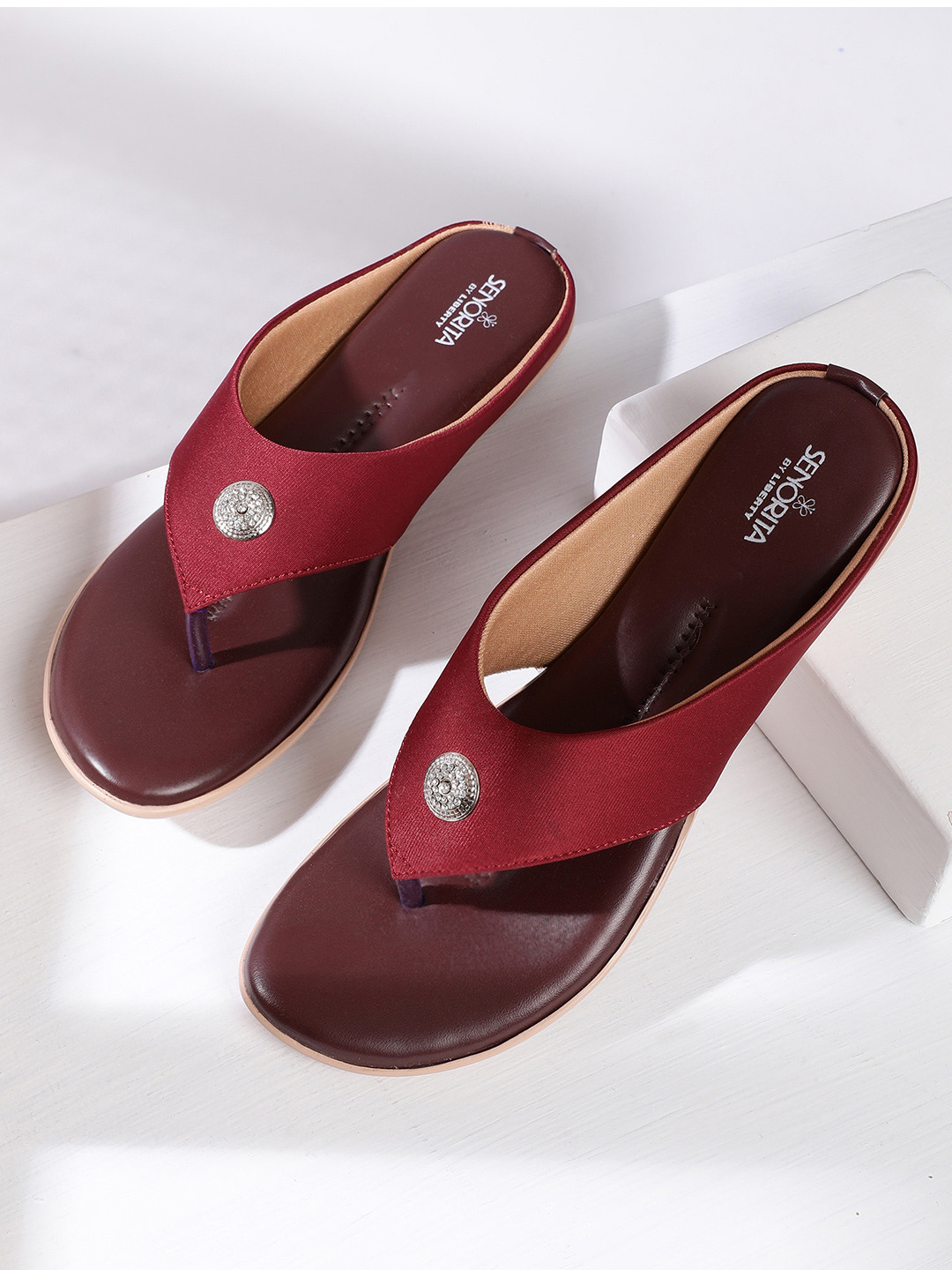Senorita Women Red T-strap Flats