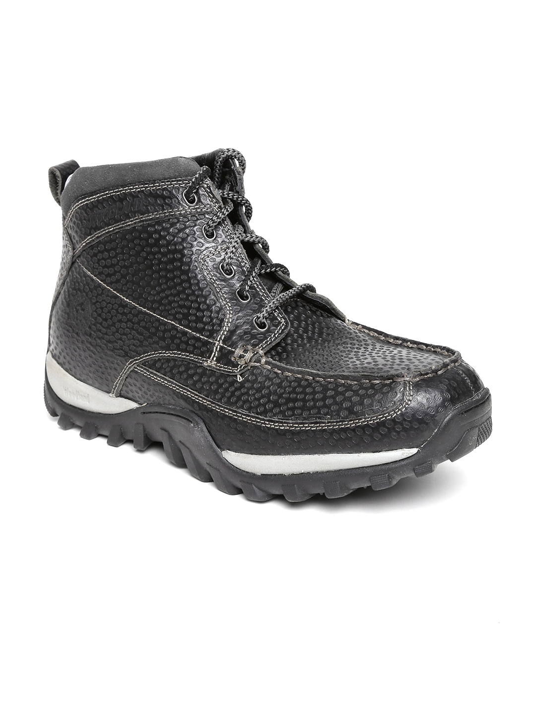 Buy Woodland ProPlanet Men Black Textured Leather Boots Boots