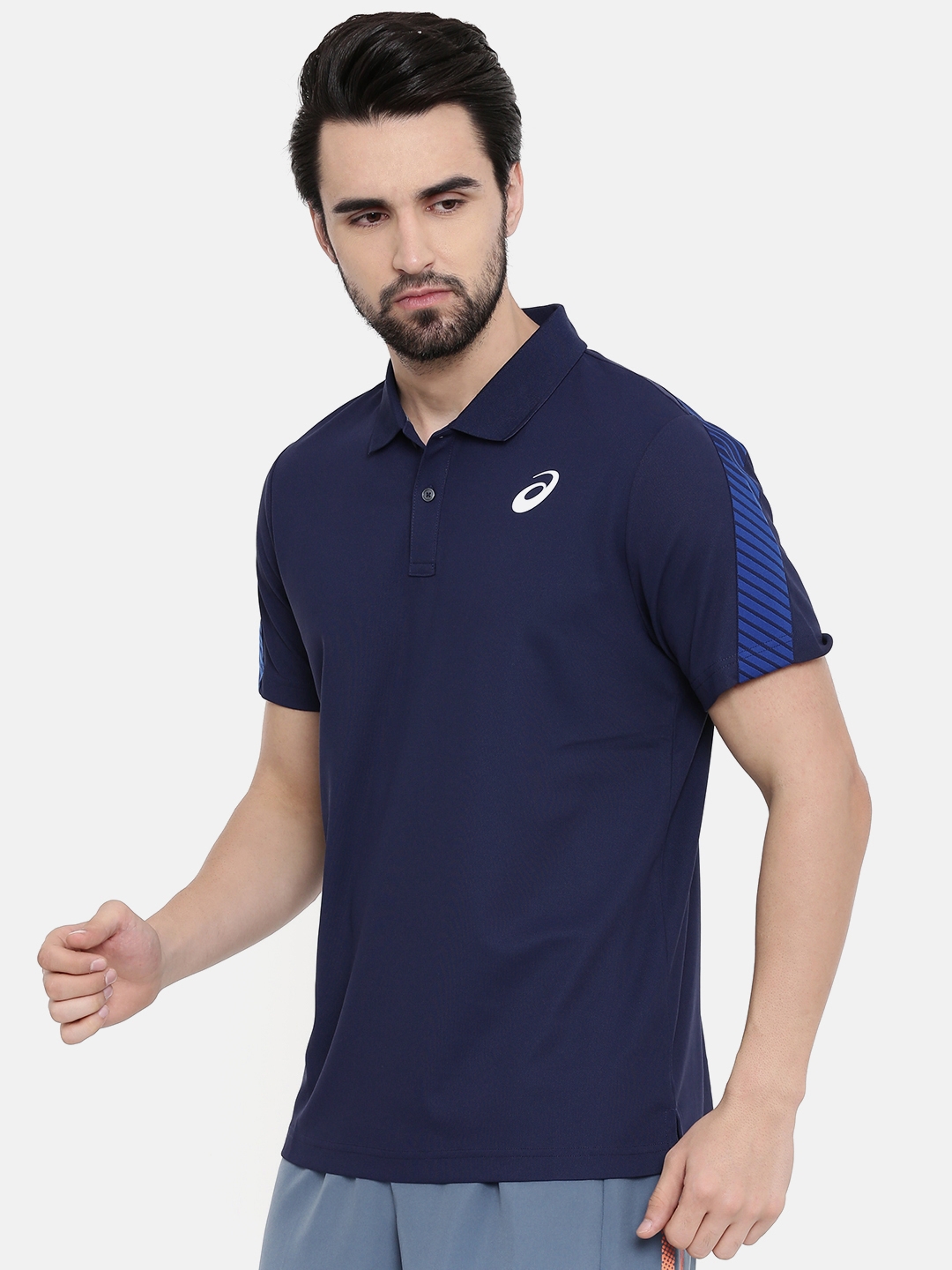 Buy ASICS Men Navy Blue Solid Polo Collar Training T Shirt - Tshirts for Men  9948435 | Myntra