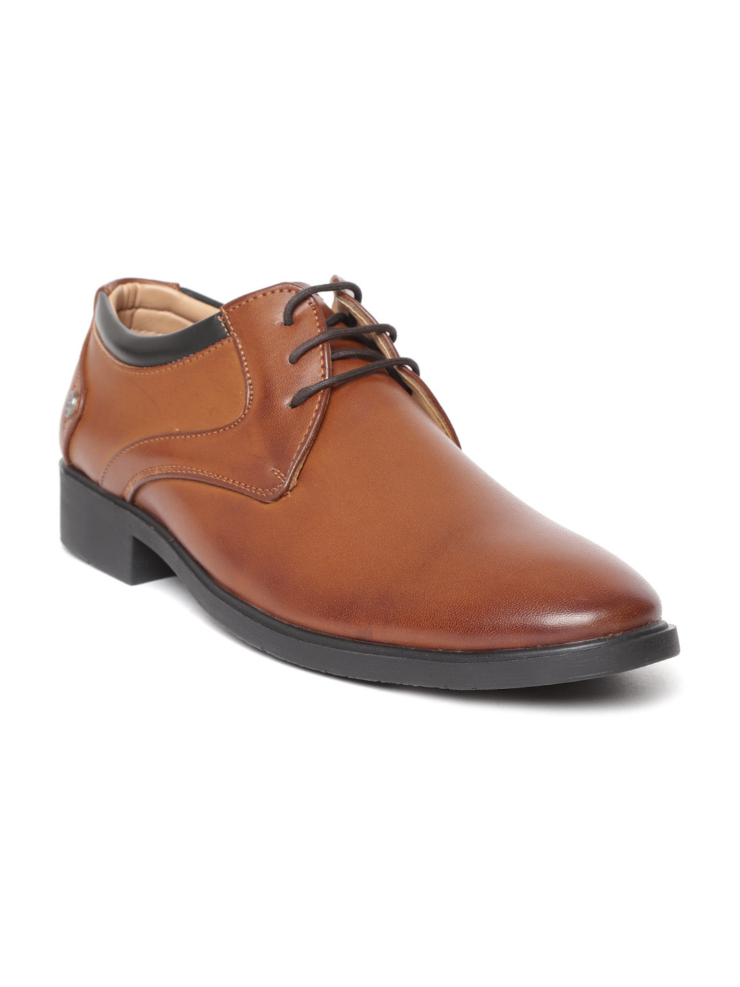 Men Tan Brown Solid Semi Formal Derbys 