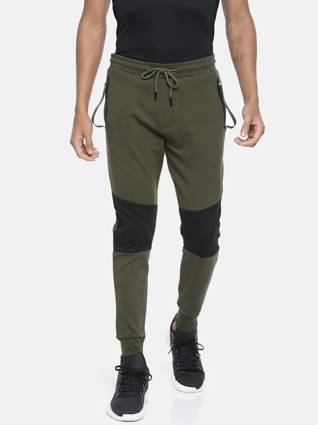 Proline Active Men Olive Green Slim Jogger Fit Solid Joggers