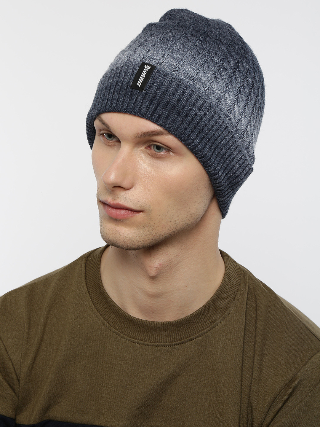 The Roadster Lifestyle Co Unisex Blue Self Design Beanie