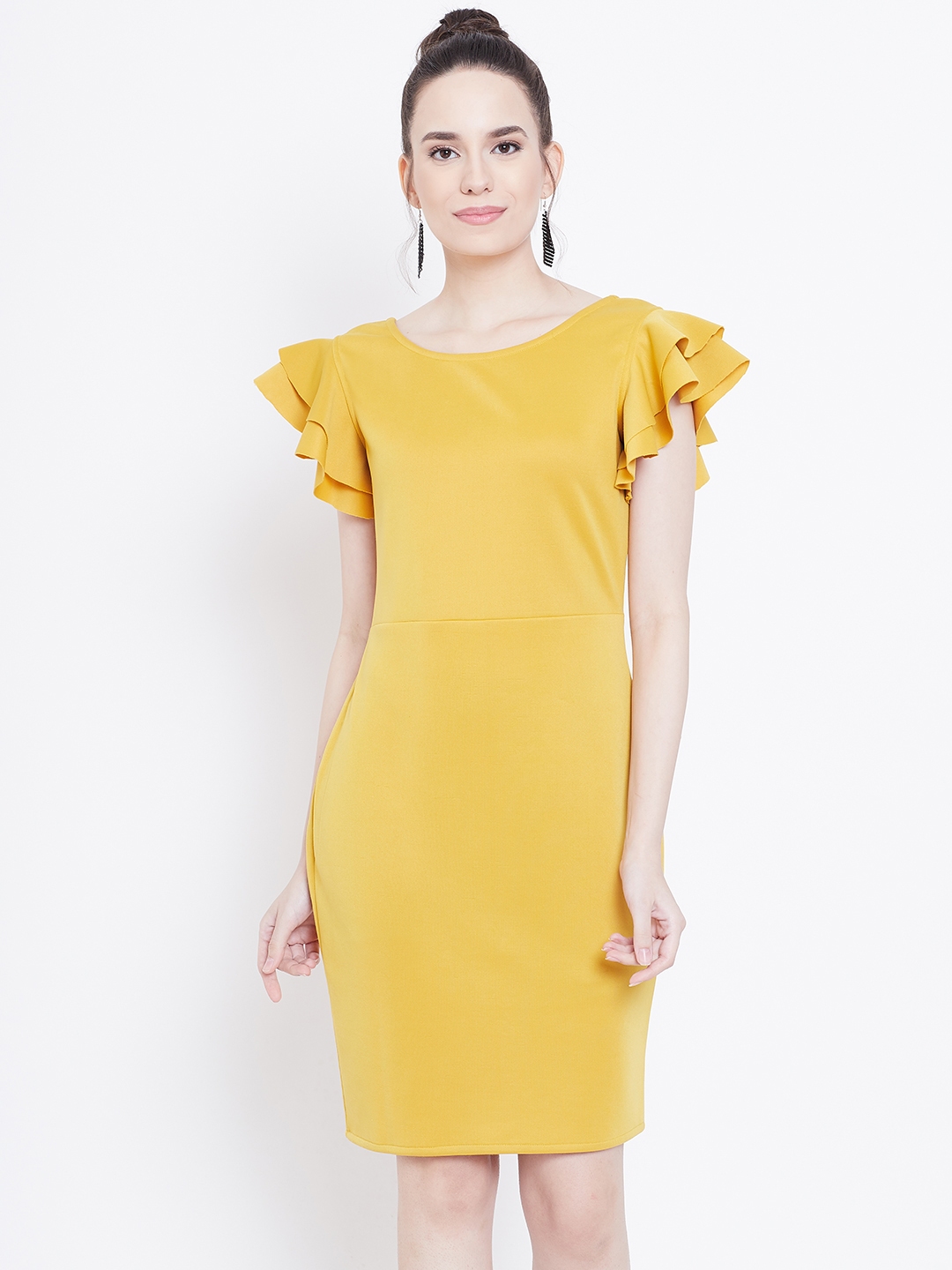 mustard sheath dress