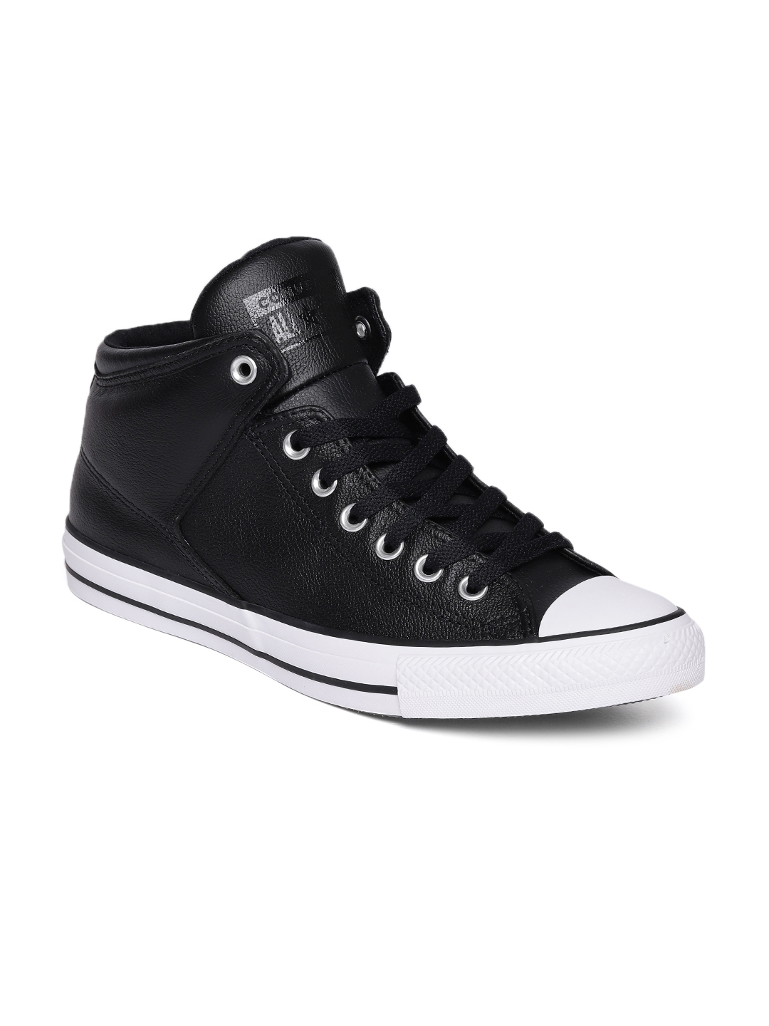 Buy Converse Men Black Solid Mid Top Leather Sneakers - Casual Shoes for  Men 9965047 | Myntra