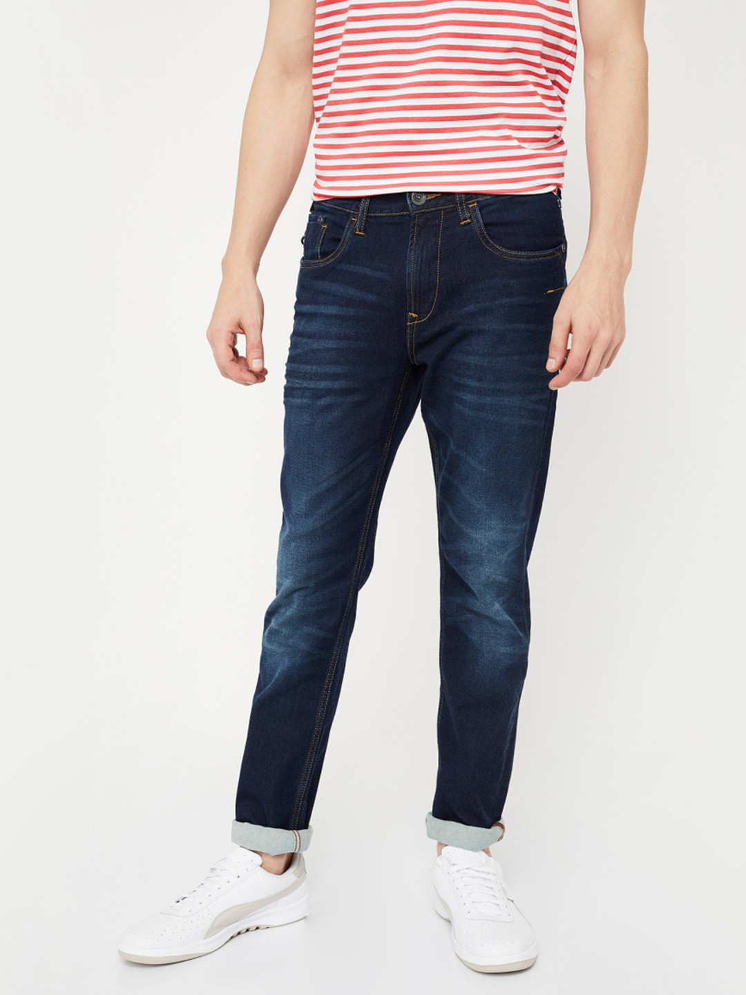 Forca by Lifestyle Men Blue Super Skinny Fit Mid-Rise Clean Look Jeans