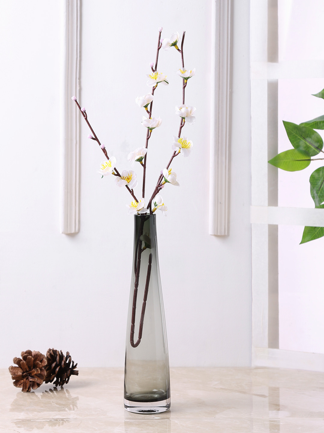 TAYHAA Grey Glass Flower Vase