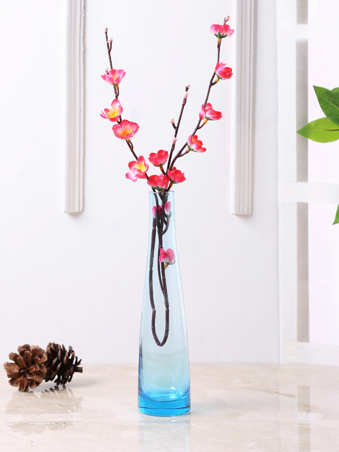 TAYHAA Blue Glass Flower Vase