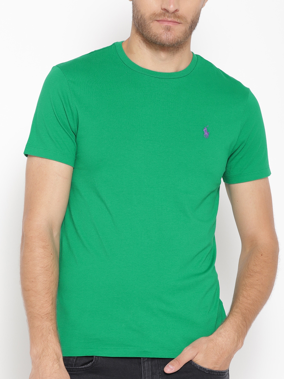 Buy Polo Ralph Lauren Men Green Solid Round Neck T Shirt - Tshirts for Men  9999191 | Myntra