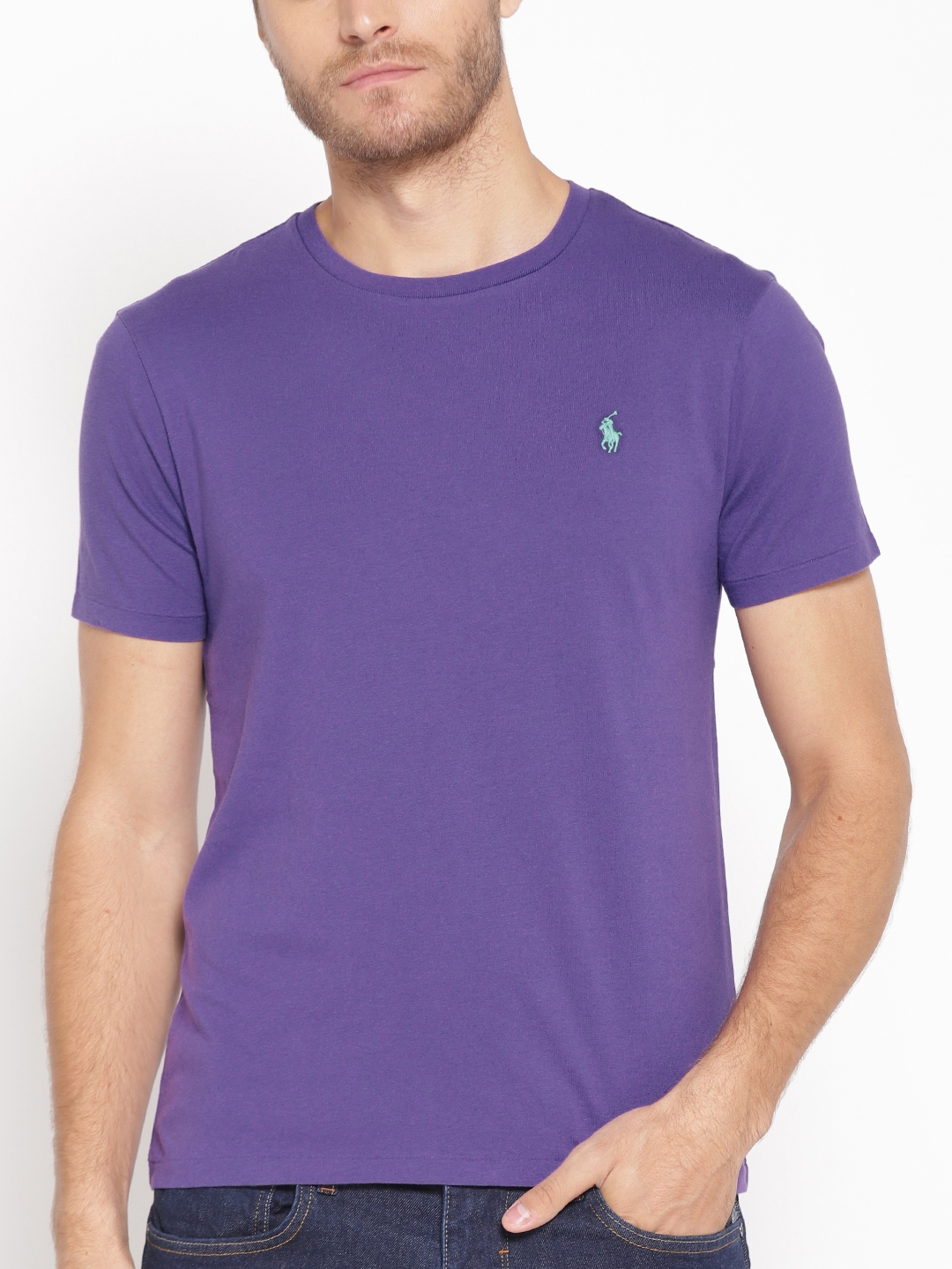 Buy Polo Ralph Lauren Men Purple Solid Round Neck T Shirt - Tshirts for Men  9999247 | Myntra