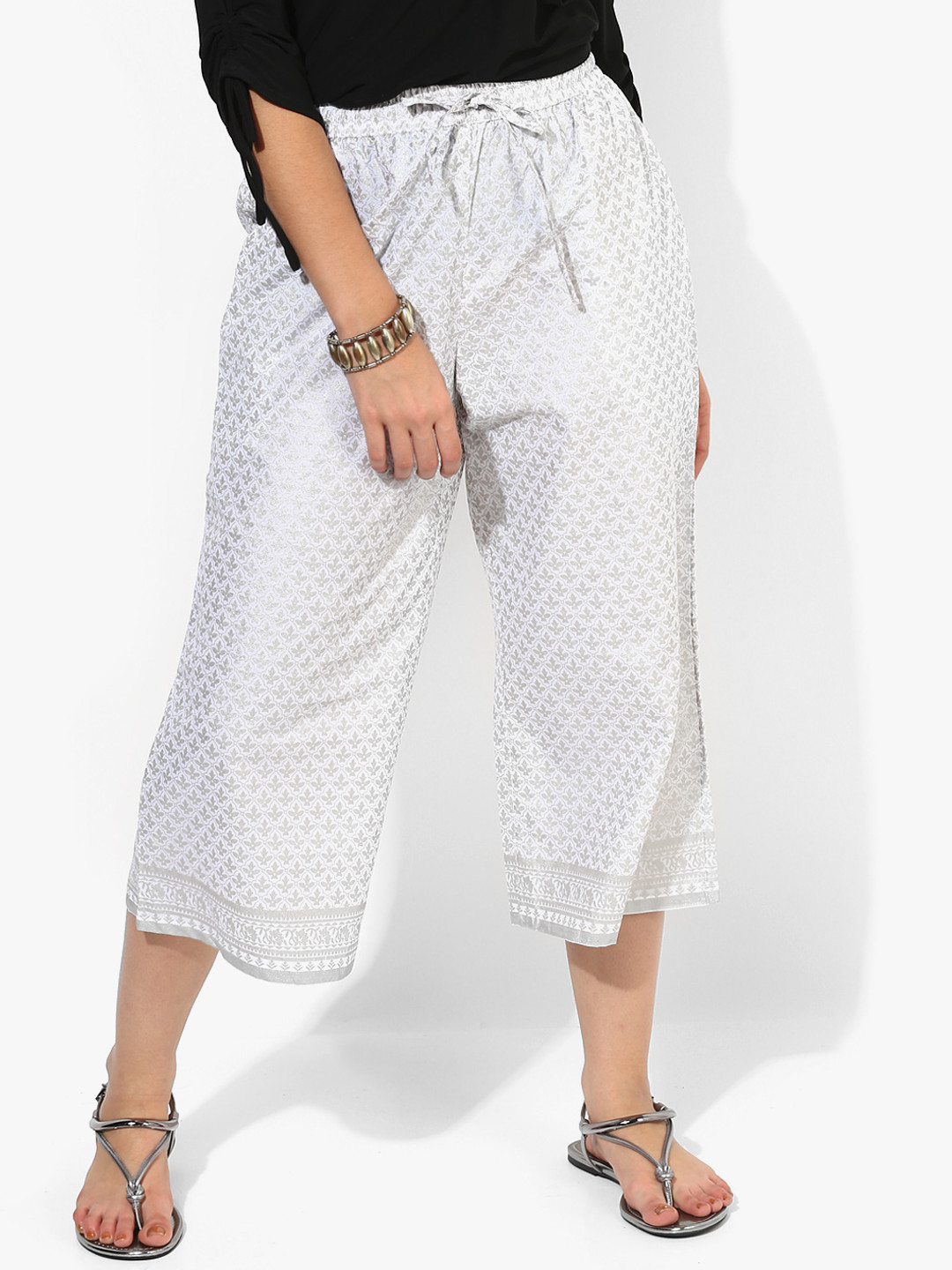 White Printed Culottes