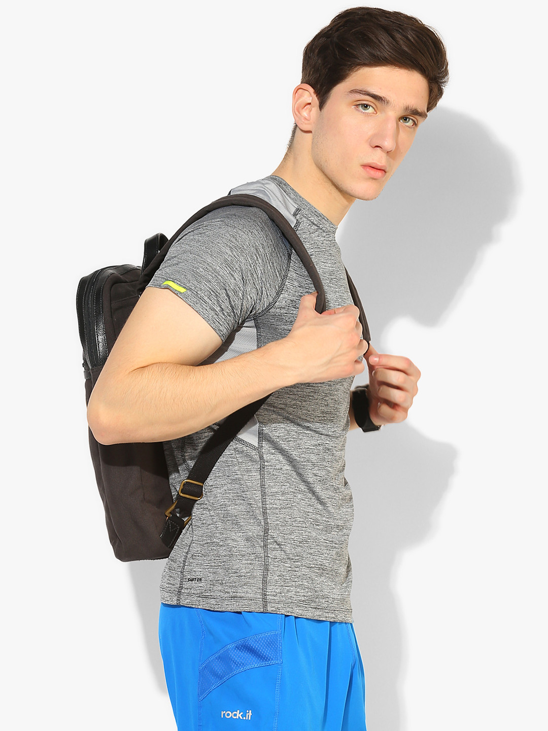 Grey Textured Round Neck T-Shirt