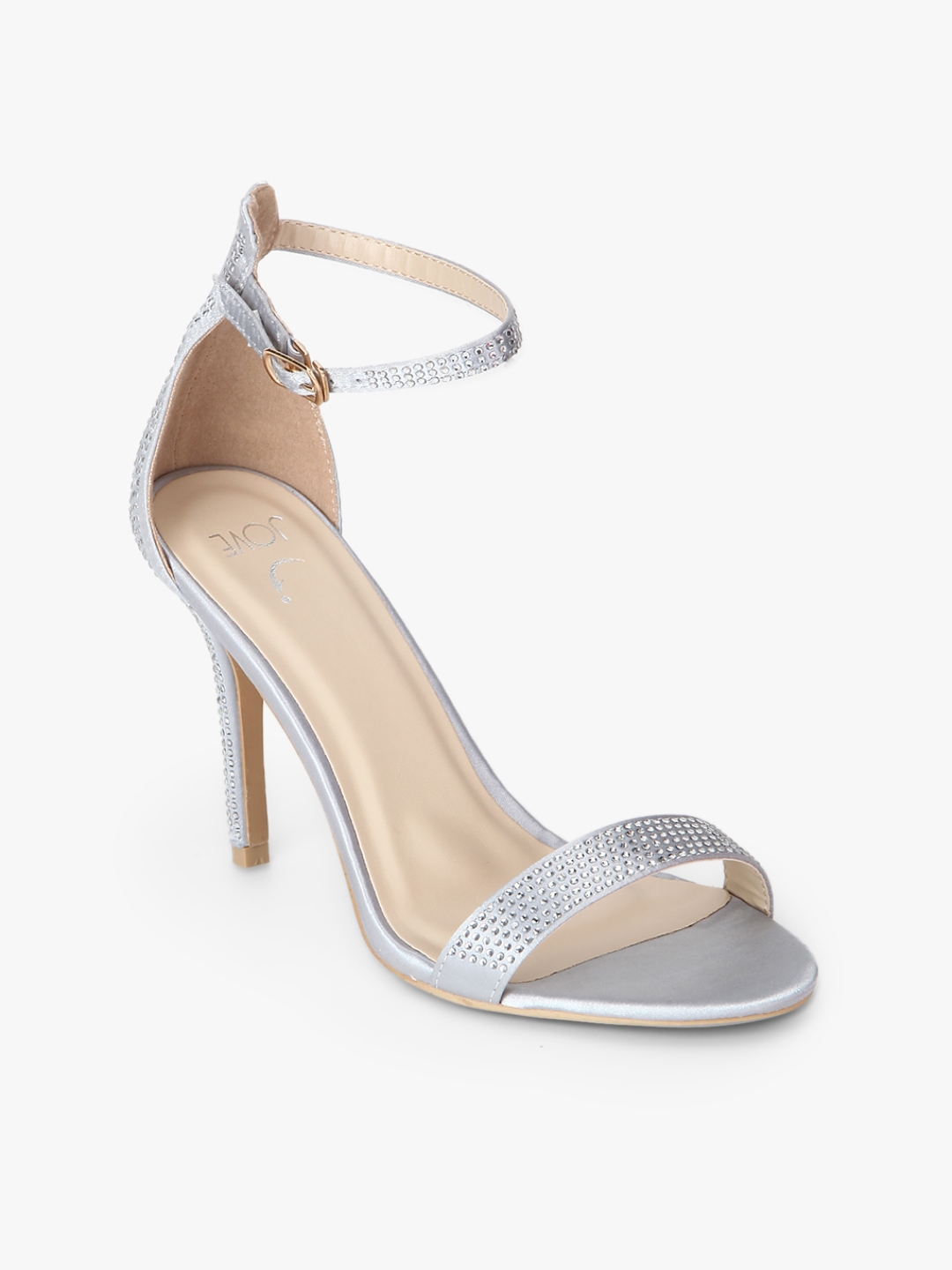 Silver Ankle Strap Stilettos