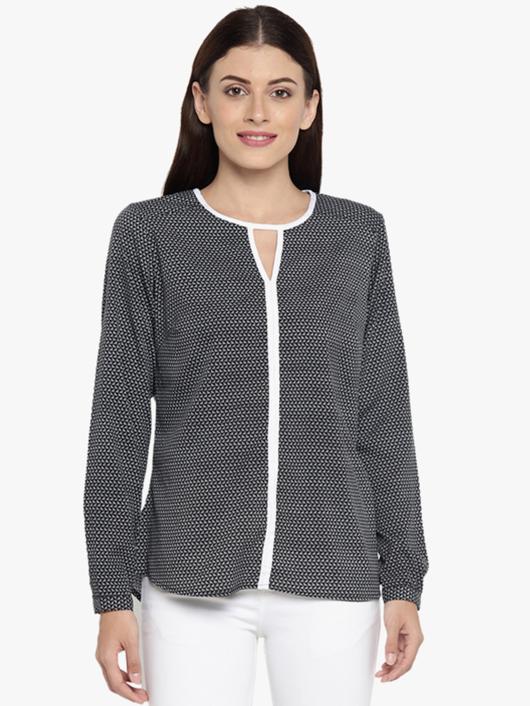 Dark Grey Printed Blouse