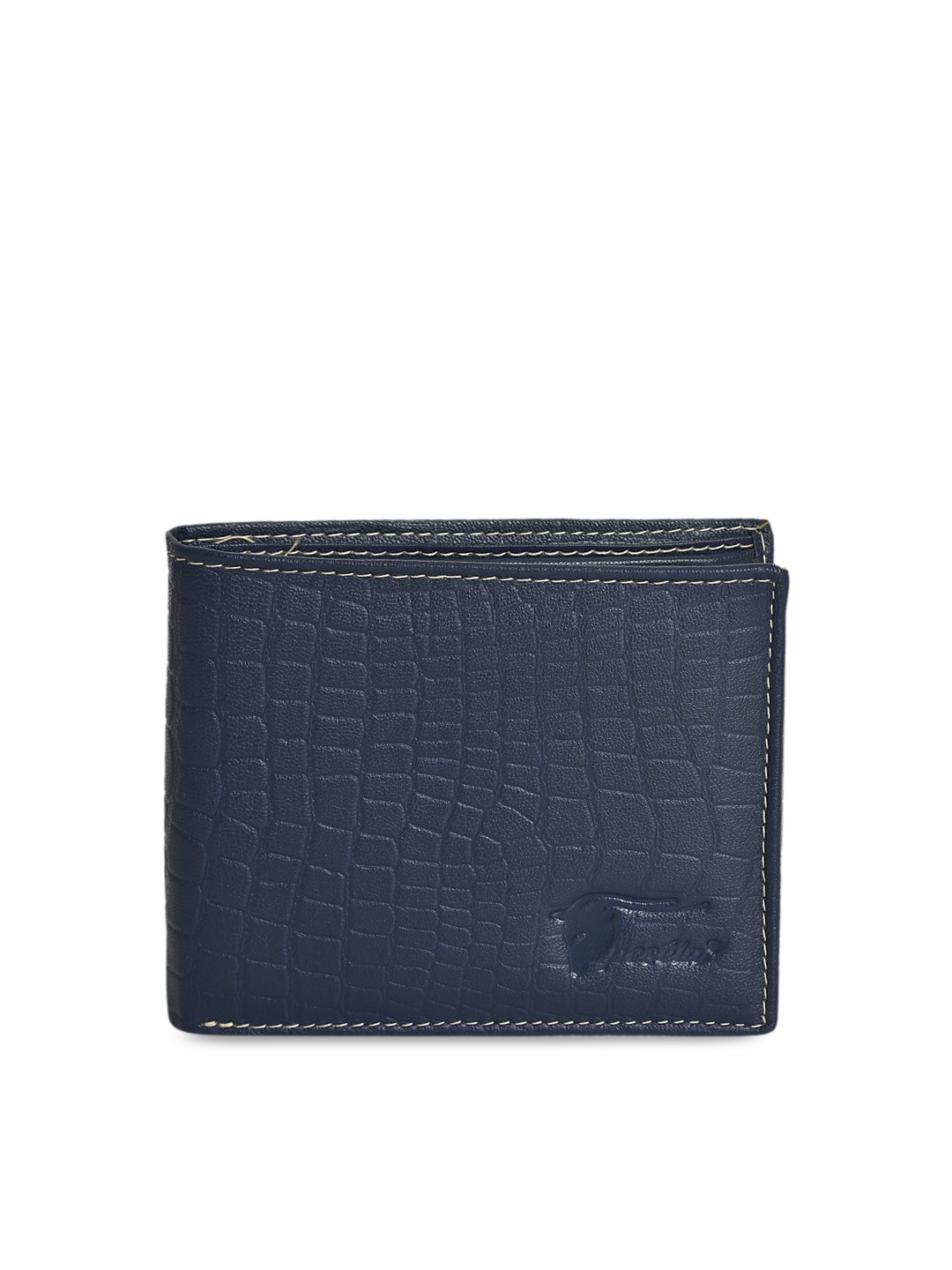 Peseta Men Blue Solid Two Fold Wallet