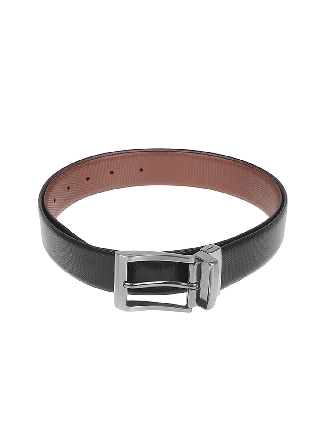 amicraft Men Black & Brown Leather Reversible Textured Belt ACHNY