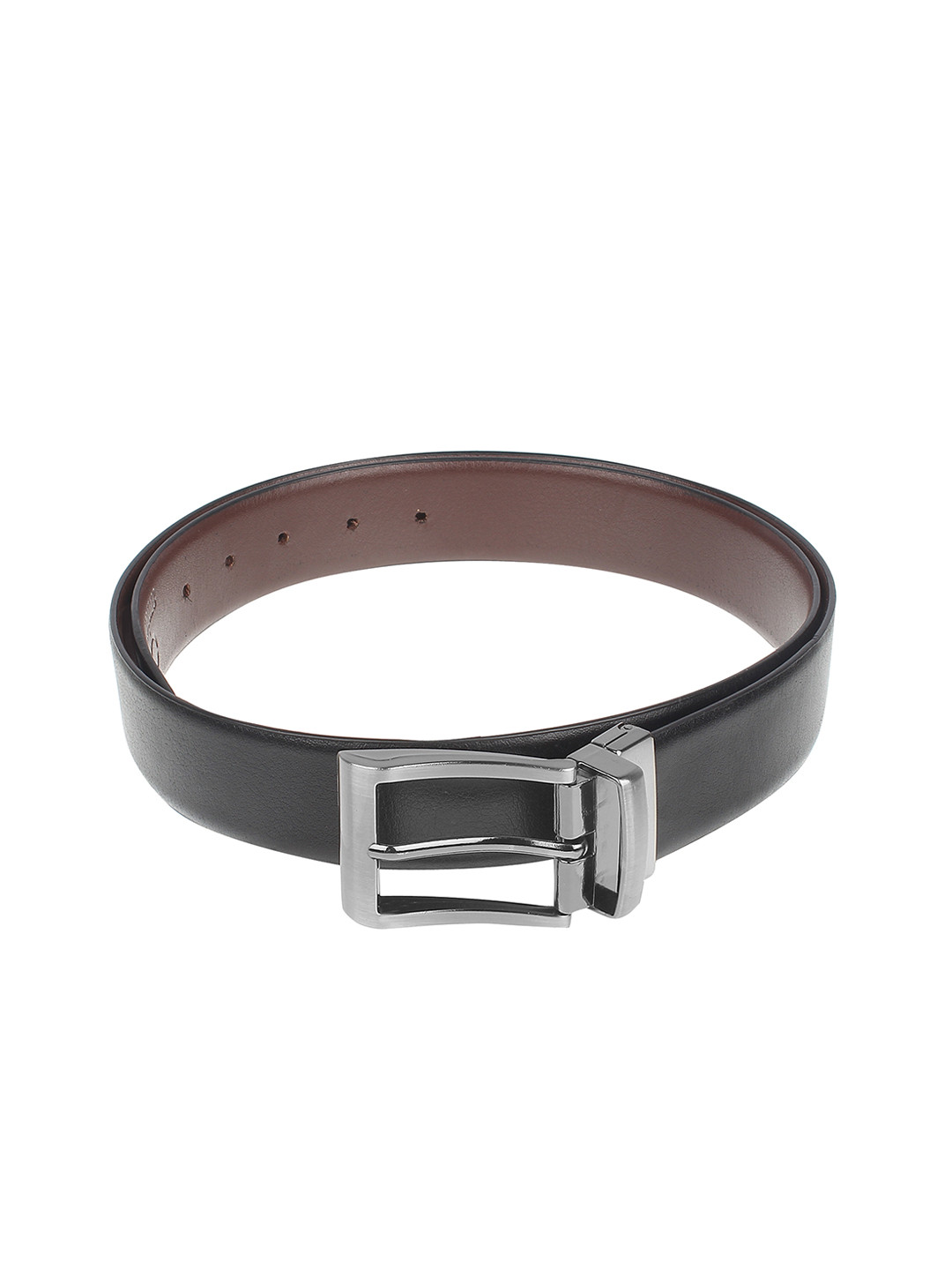 amicraft Men Black & Brown Leather Reversible Textured Belt ACDMSH