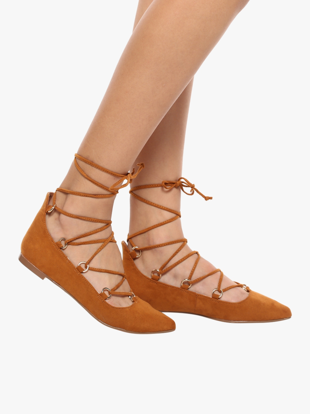 Buy Tan Tie Up Belly Shoes - Flats for 