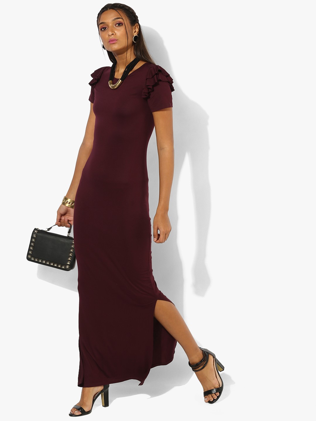 wine coloured maxi dress