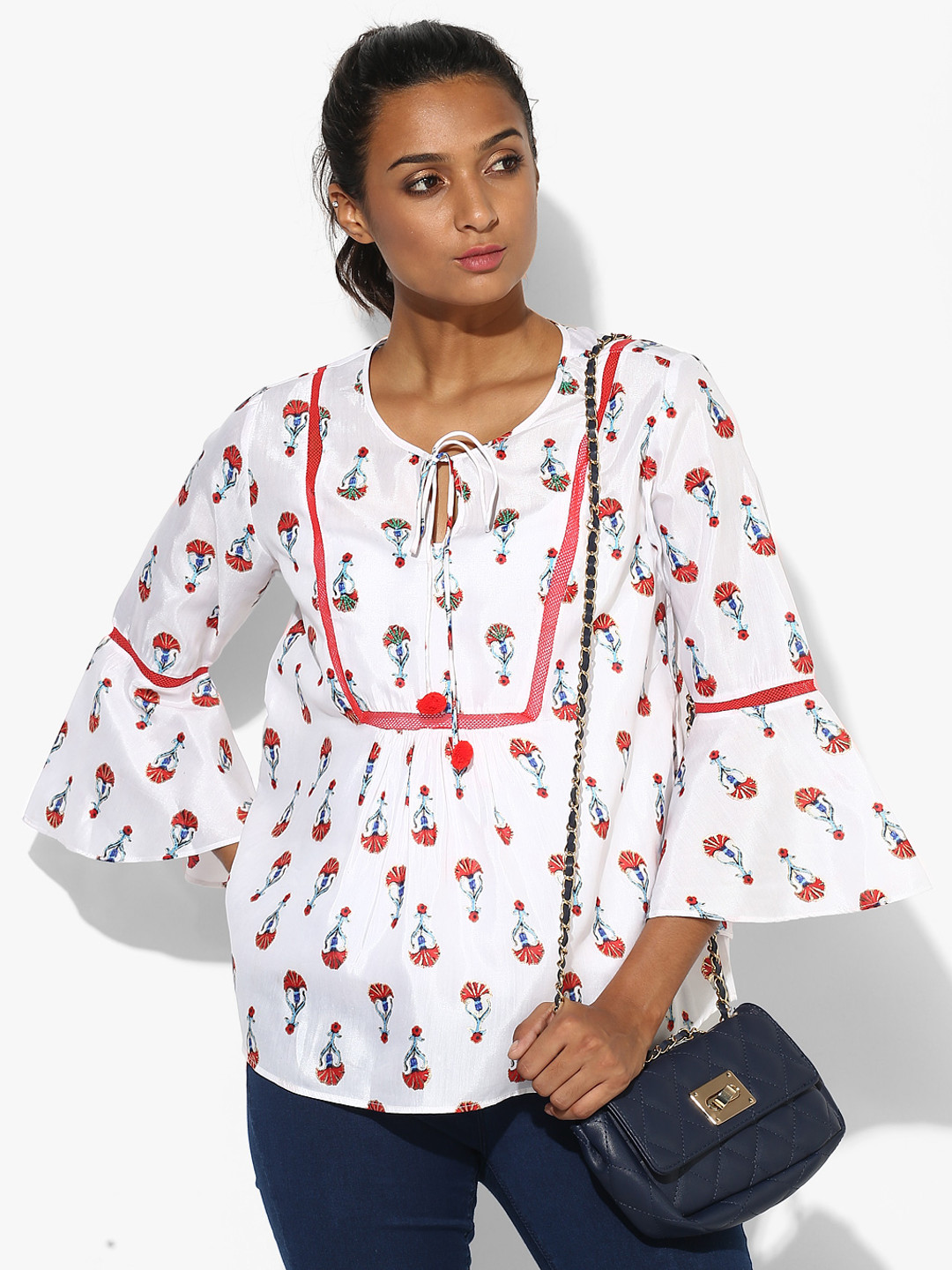 Off White Printed Blouse