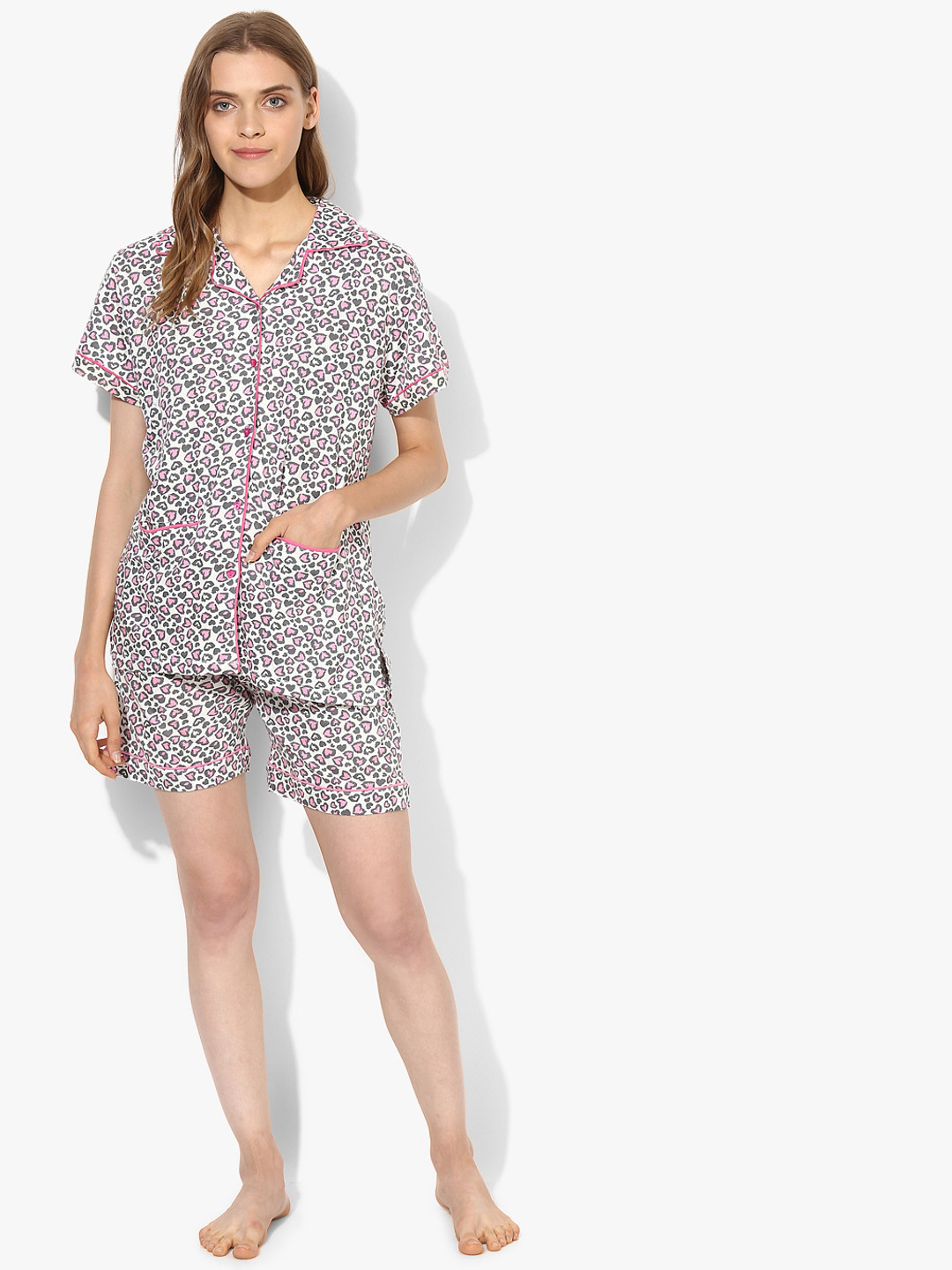 Grey Printed Lounge Short Set