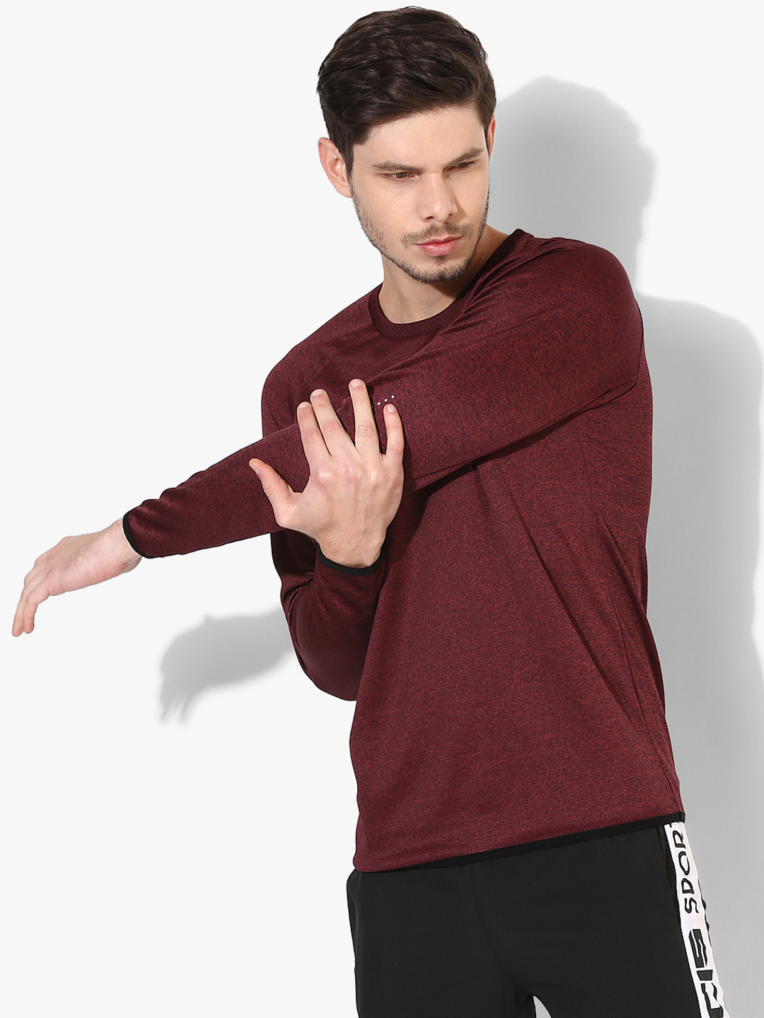 Maroon Self Design Sweatshirt