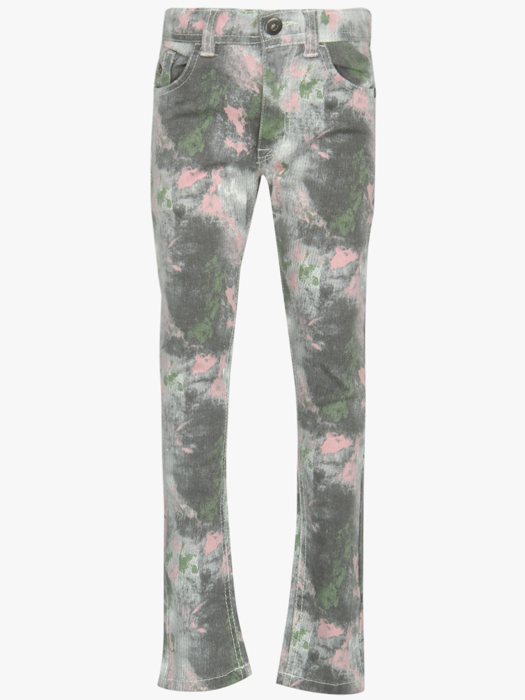 Nauti Nati Girls Grey & Pink Printed Regular Fit Trouser