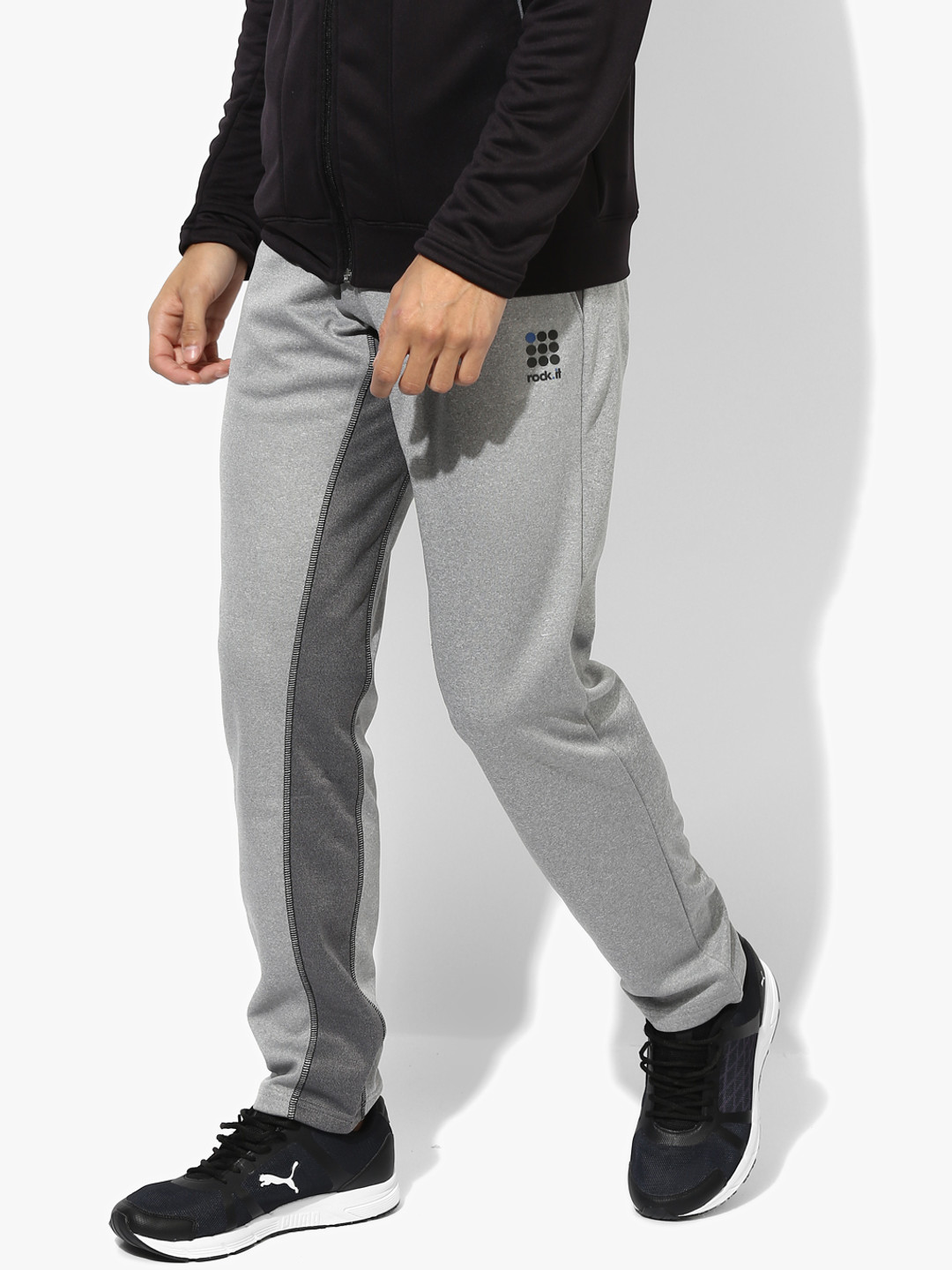rock.it Men Grey Textured Track Pants
