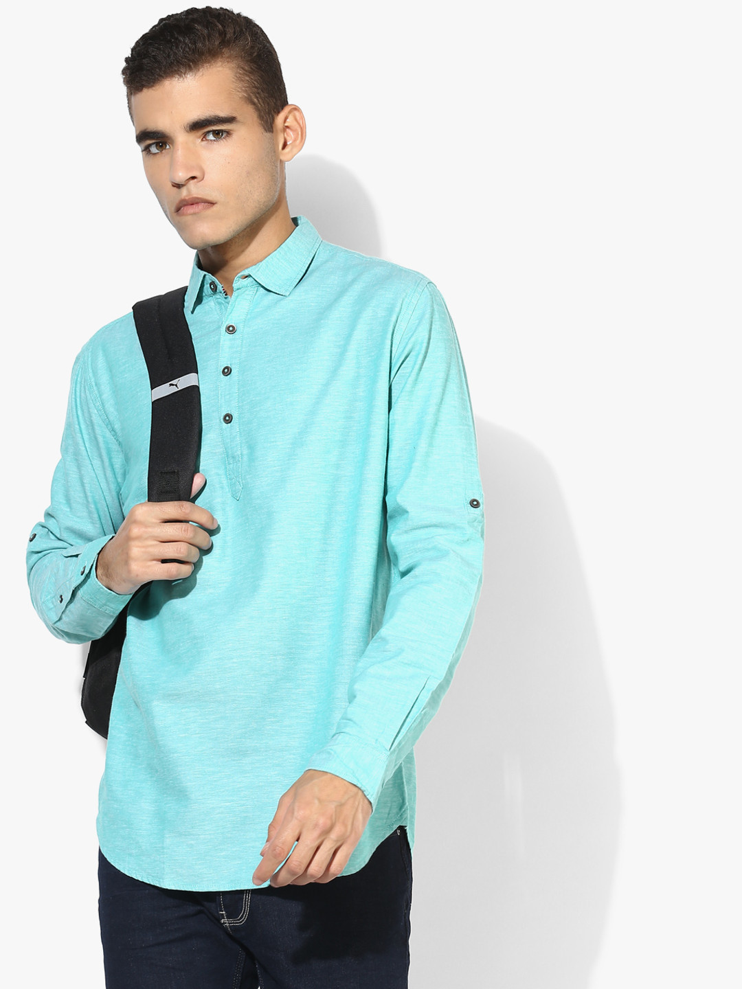 Nature Casuals Men Turquoise Blue Solid Kurta