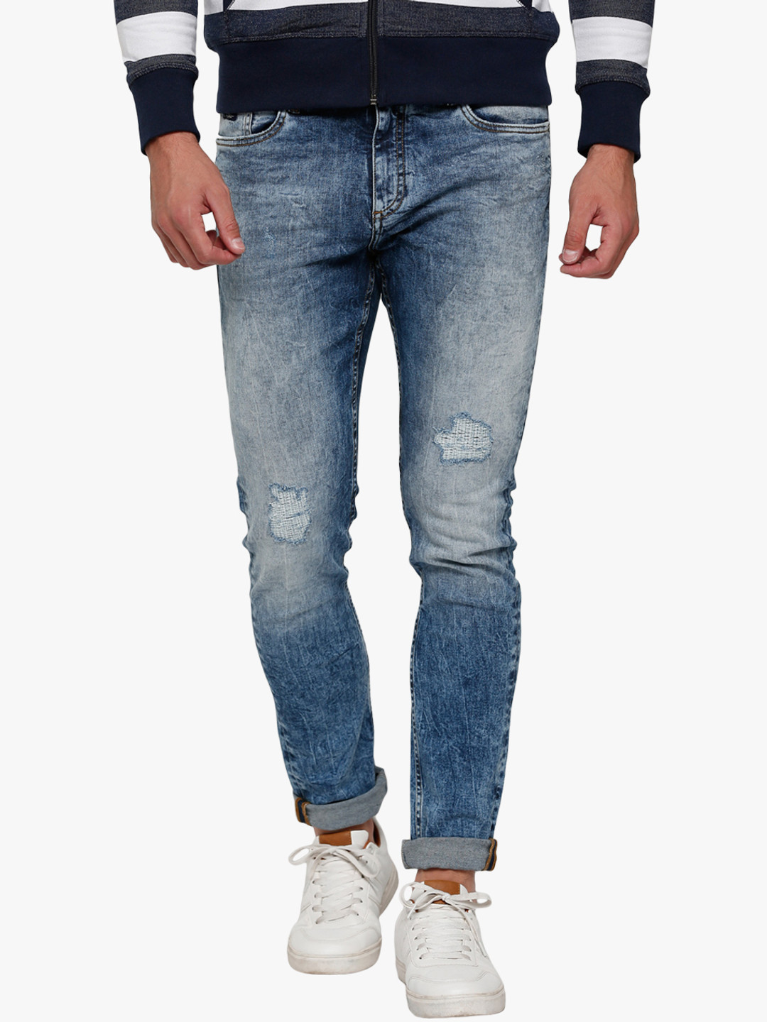 Blue Washed Low Rise Slim Fit Jeans