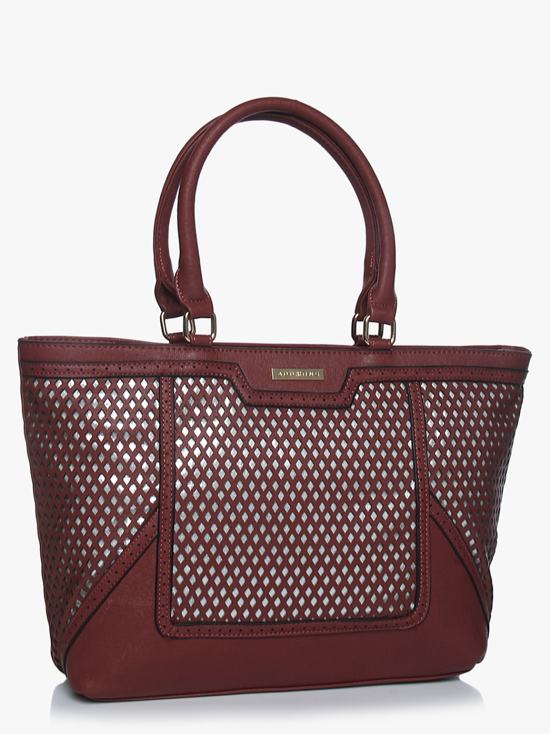 Maroon Laser Cut Panel Tote Bag Handbags For Women