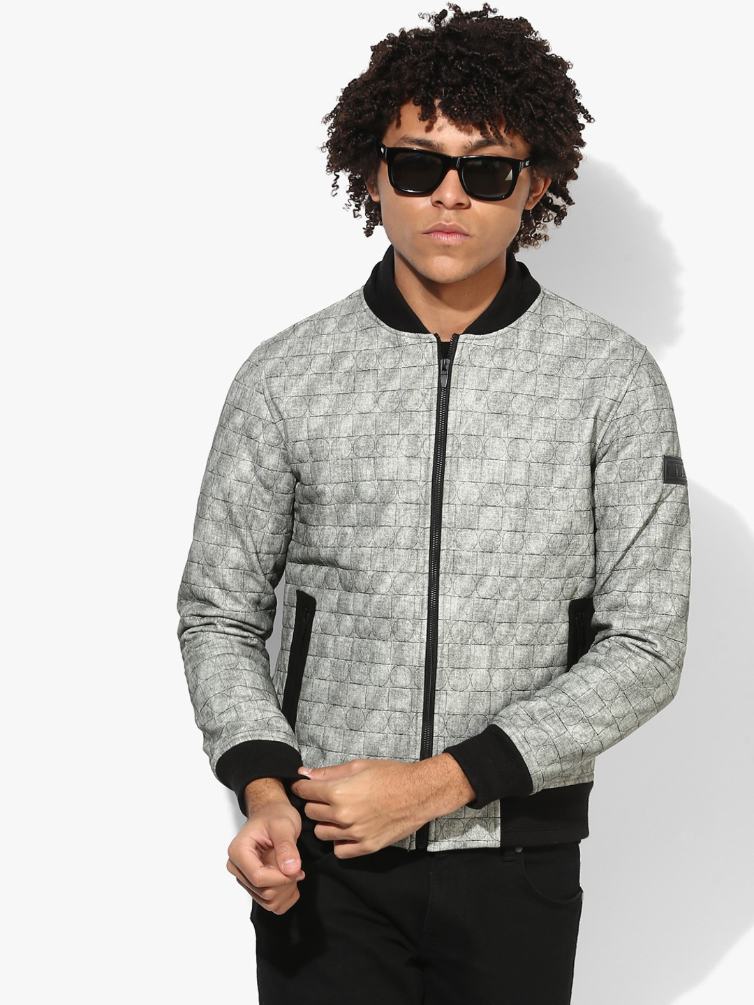 Grey Textured Casual Jacket