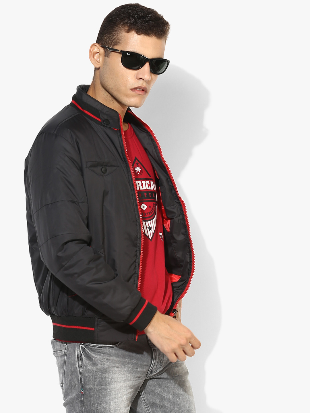 Black Solid Casual Jacket