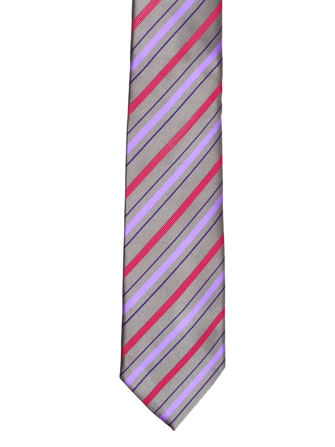 Tossido Grey & Red Striped Broad Tie