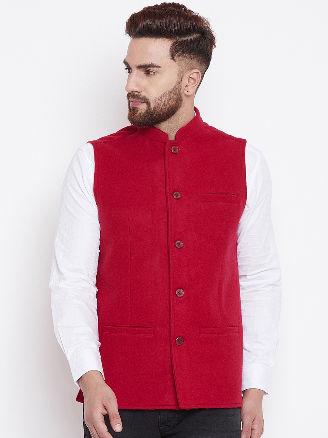 Buy Even Men Solid Red Velvet Nehru Jacket Nehru Jackets for Men
