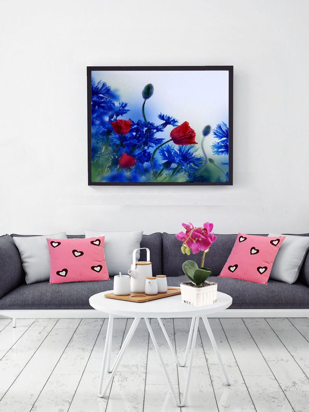 Aapno Rajasthan Deep Hues Floral Canvas Wall Rectangle Paintings Wall Art - 19.4 x 15.5In