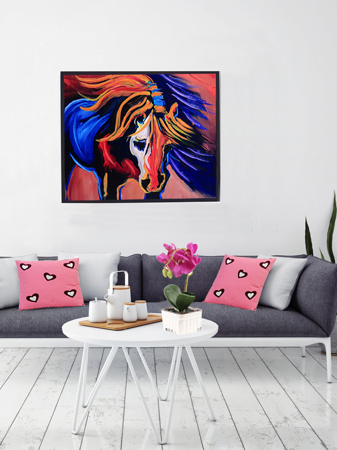 Aapno Rajasthan Deep Shades Horse Canvas Painting