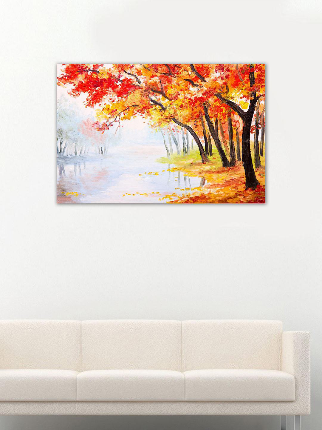 999Store White & Yellow Hand-Painted Forest Wall Art