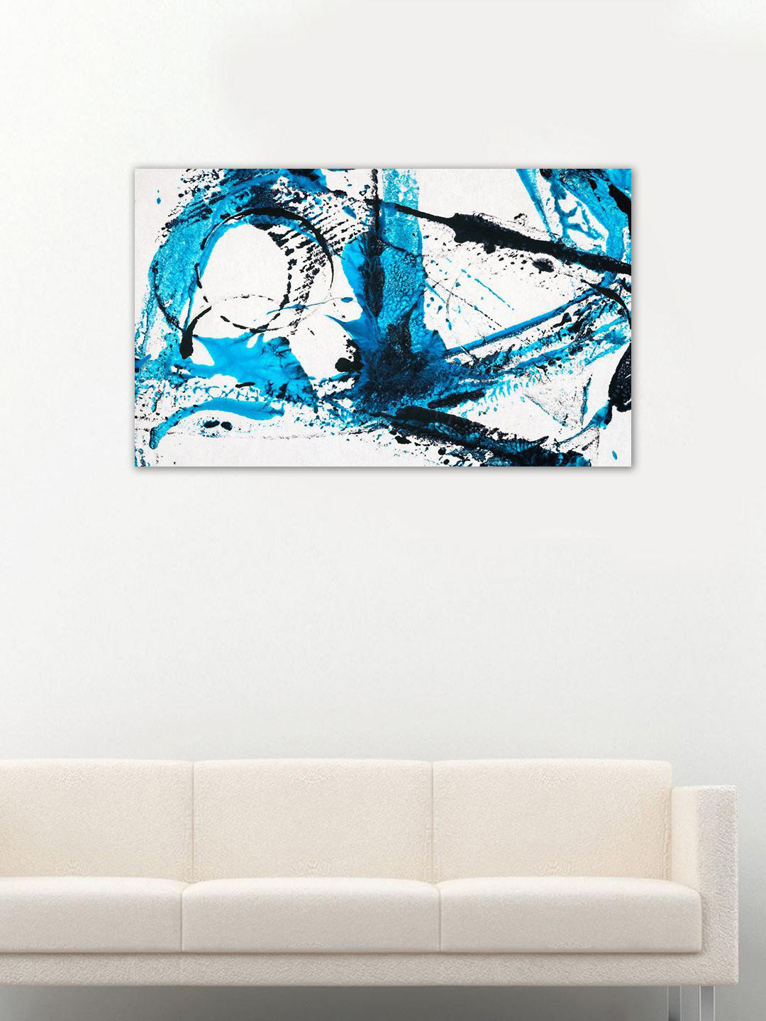 999Store White, Blue & Black Abstract Wall Art