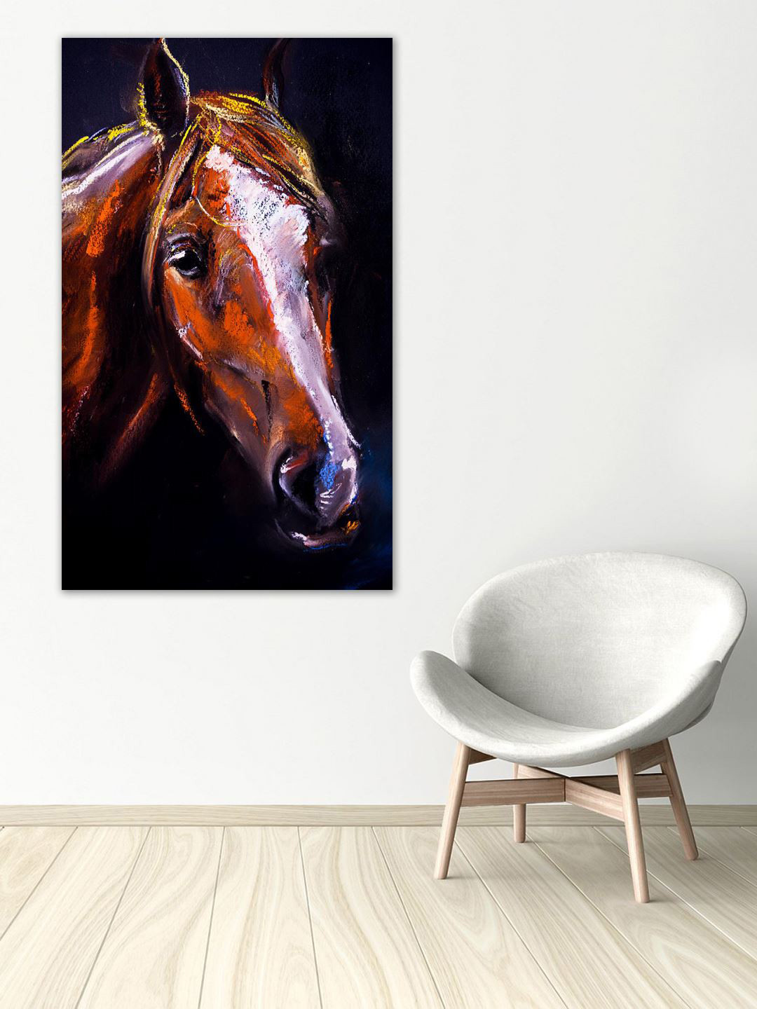 999Store Black and Brown Portrait of Horse Canvas Wall Art