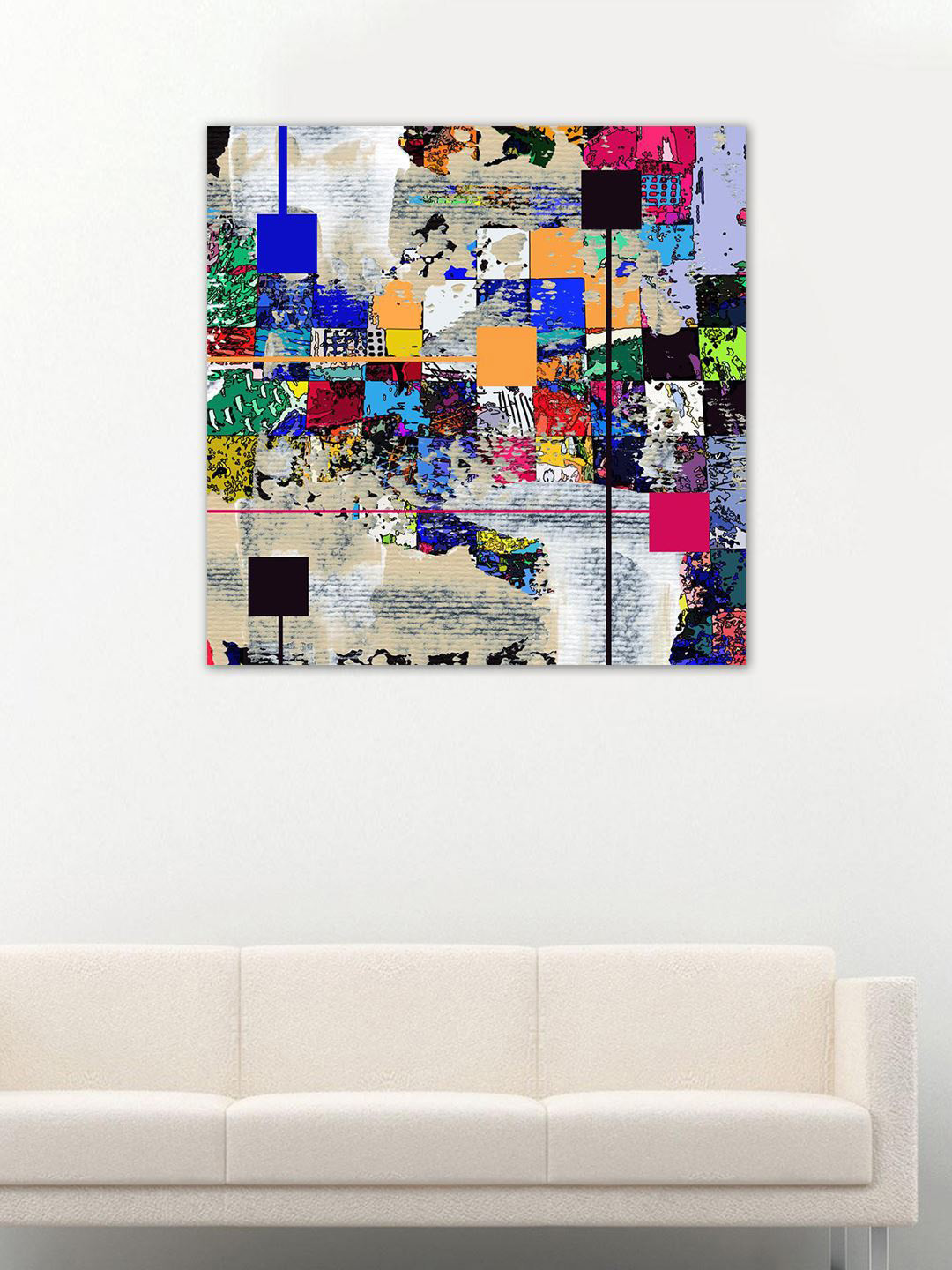 999Store Abstract Beautiful Collage Canvas Wall Square Paintings Wall Art - 18x18In