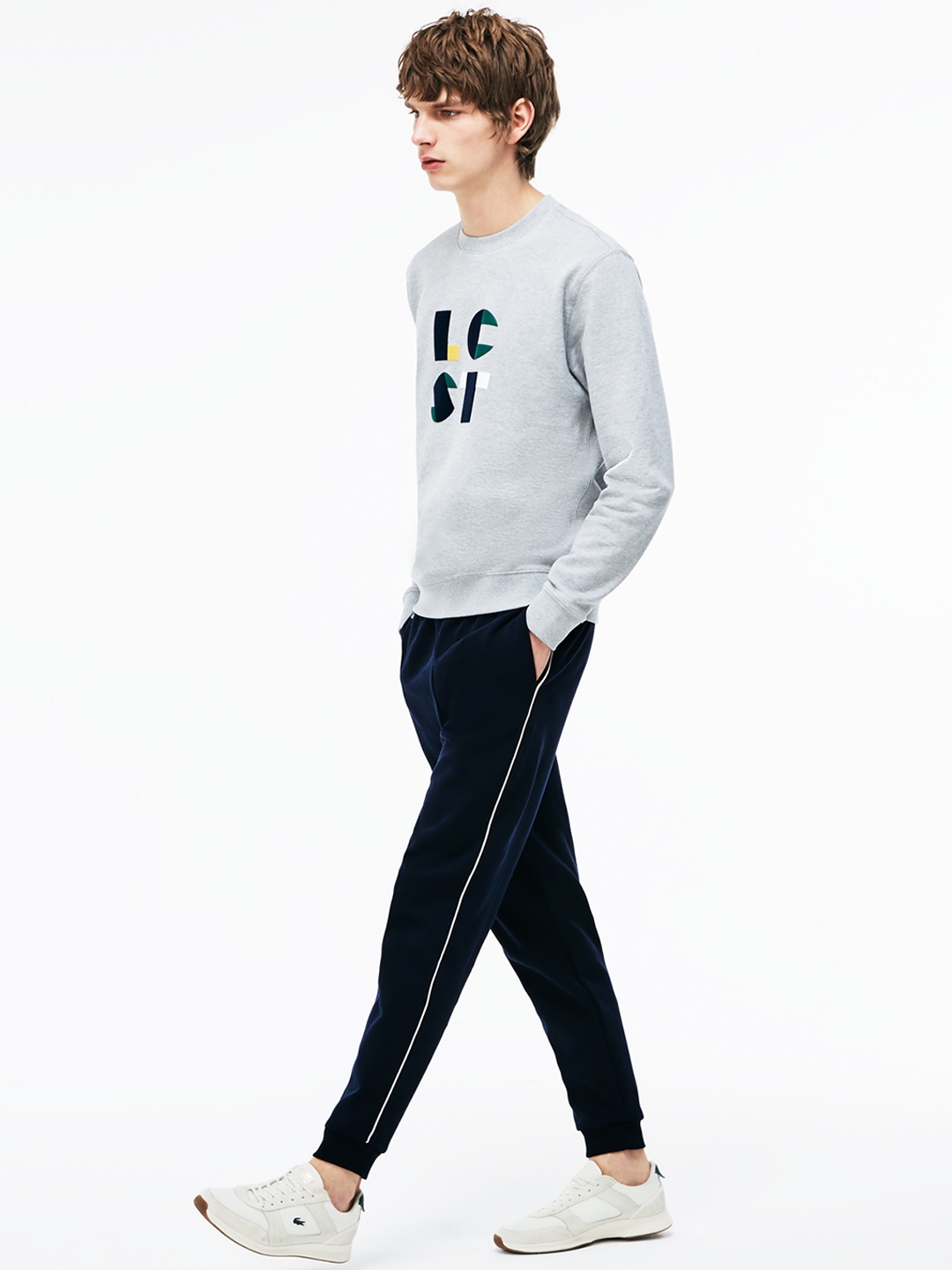 lacoste grey joggers mens