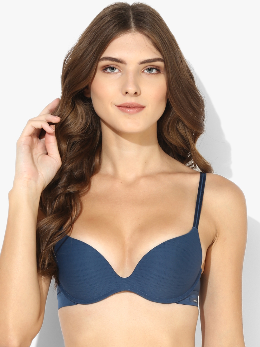 Buy Blue Solid Non Wired Lightly Padded Push Up Bra - Bra for Women 8229633