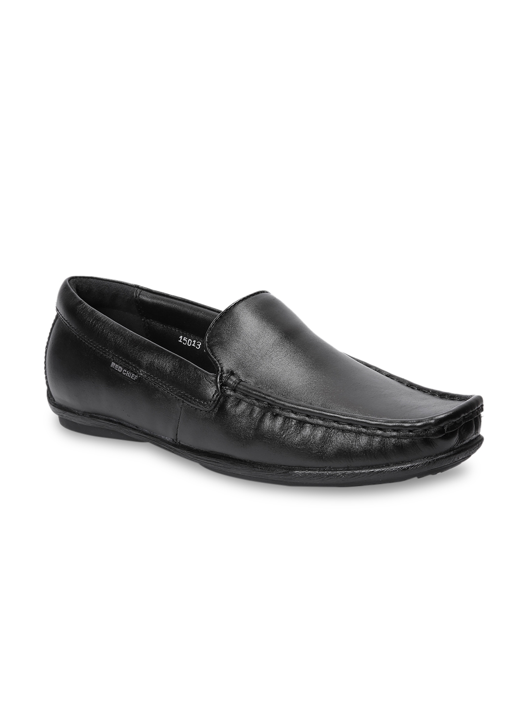 Red Chief Men Black Leather Loafers