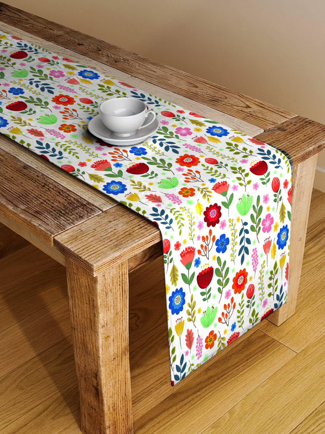 Alina decor Off-White Floral Table Runner
