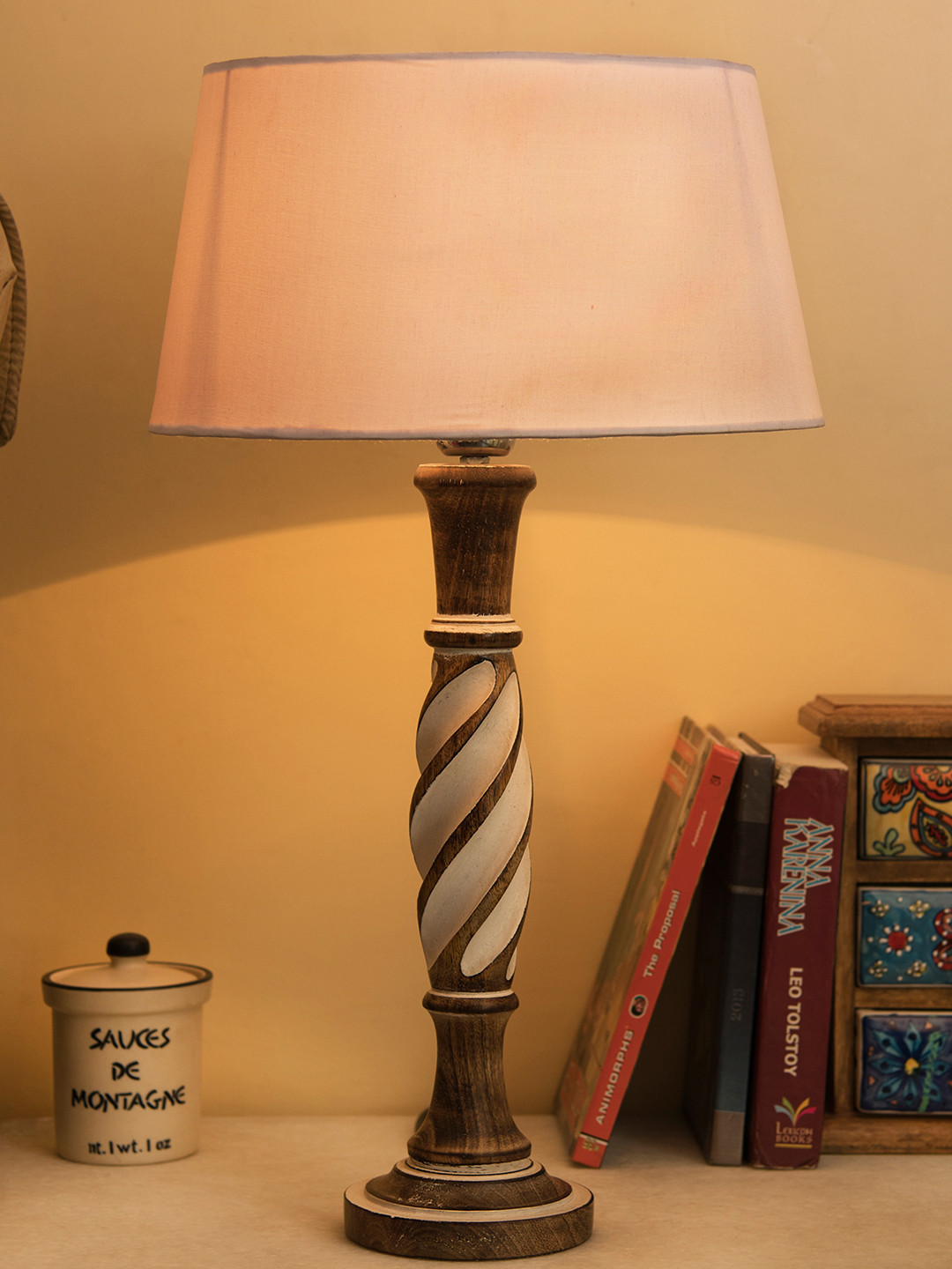 Homesake White Solid Handcrafted Bedside Standard Lamp with Shade